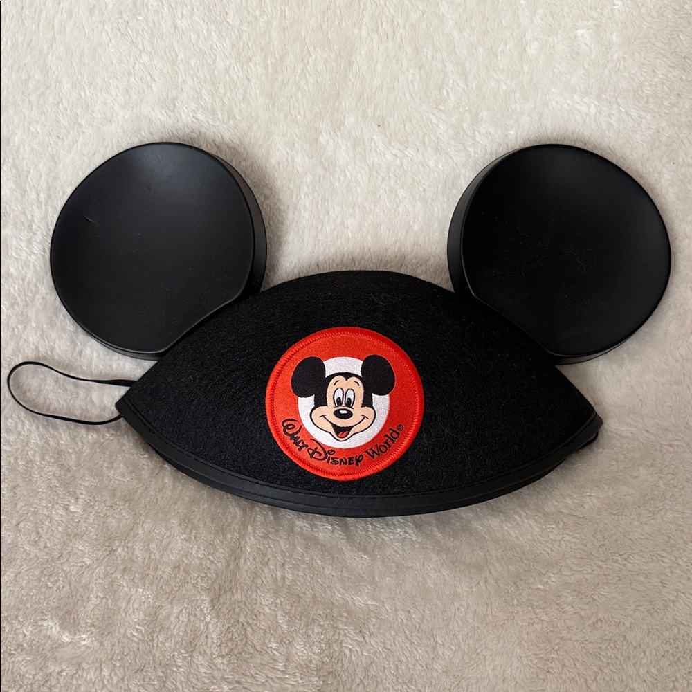 Walt Disney World Mickey Mouse Ear Hat - Black with Red Patch